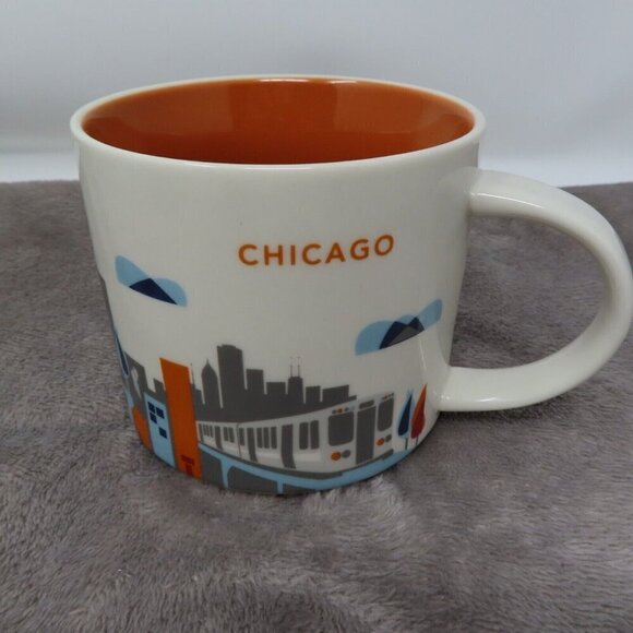 Starbucks Chicago You Are Here Collection Coffee Mug Cup 2015 White Red 14 fl oz - Picture 1 of 6